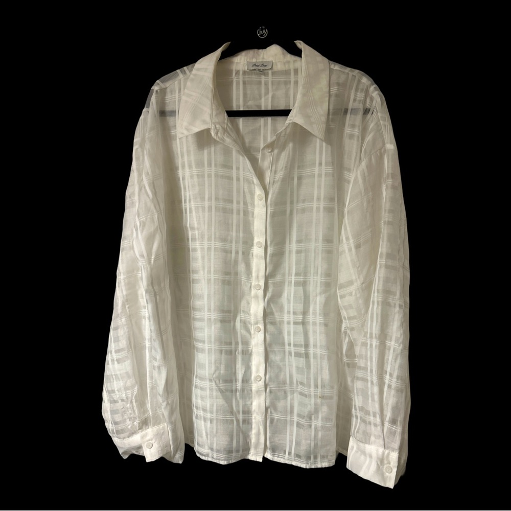 Petal Dew white sheer woman’s blouse. ‎     Size 2 XL.